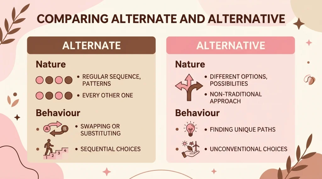 Nature and Behaviour of Alternate and Alternative