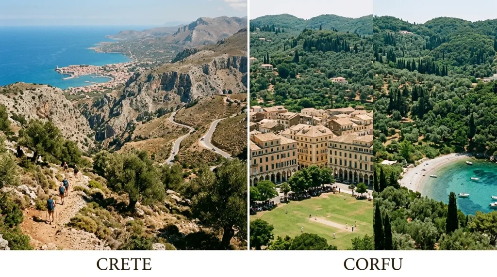 Nature and Behaviour of Crete and Corfu