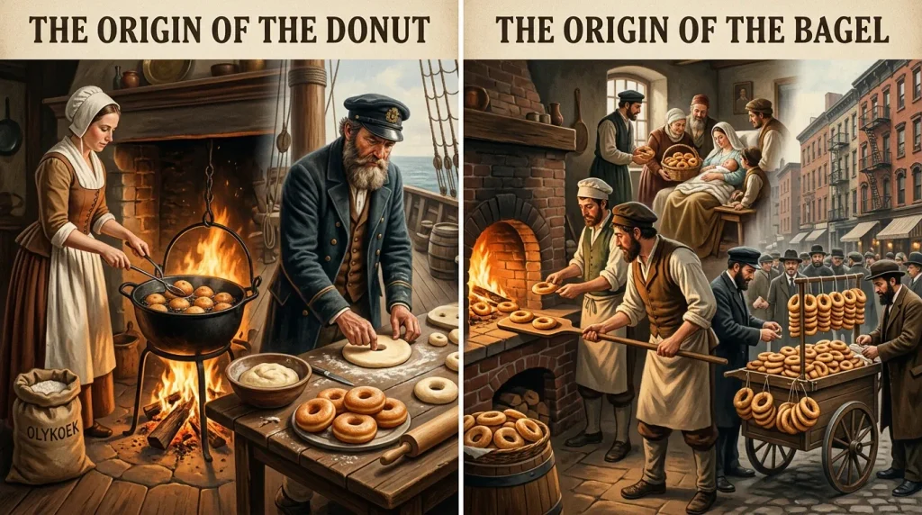 The Origin of Donuts and Bagels