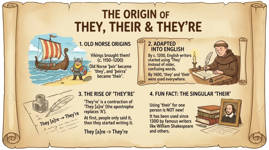 The Origin of They're and Their